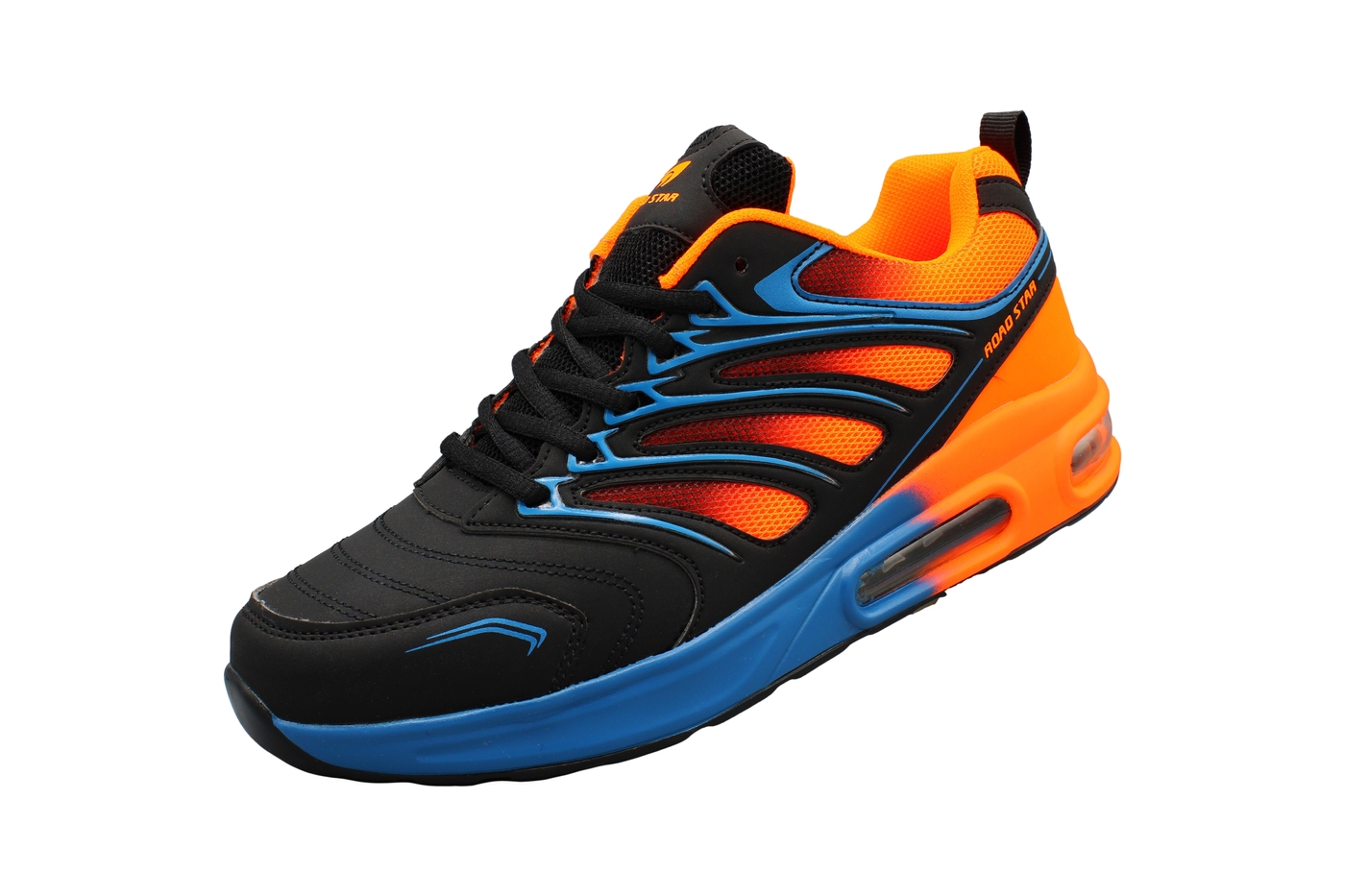 Schwarz/Orange/Blau